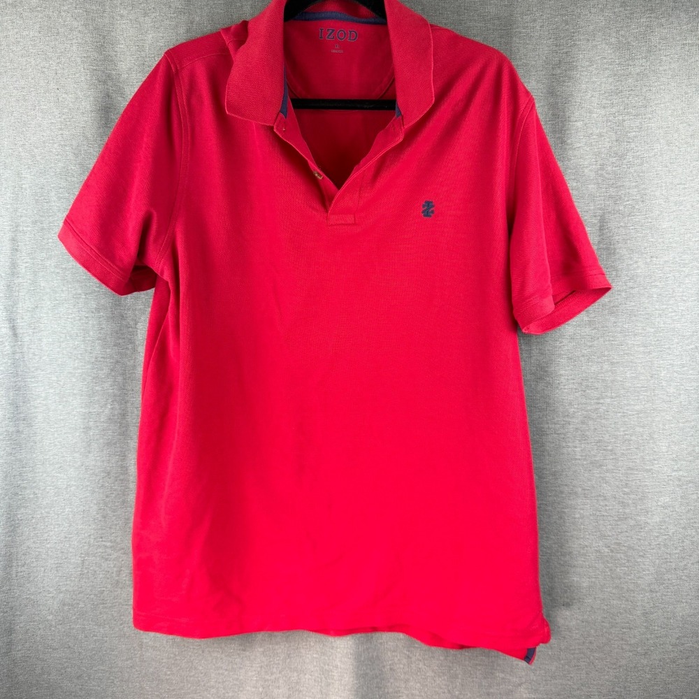 Izod Mens Polo Shirt XL Red  Short Sleeve Logo Casual Work Office‎